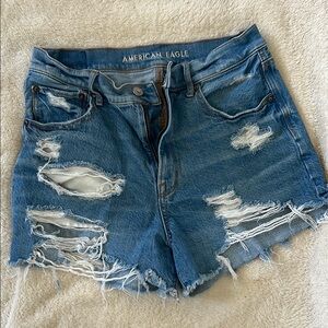 American Eagle Outfitters Blue Distressed Jean Shorts